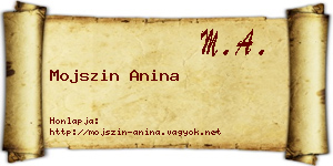 Mojszin Anina névjegykártya
